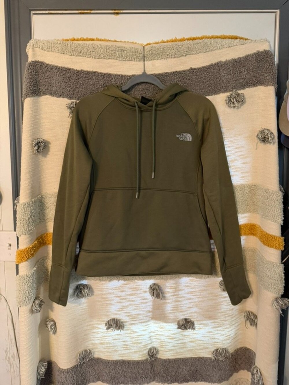 The North Face Tekware Olive Green Pullover Hoodie Sweatshirt Fleece Women's M